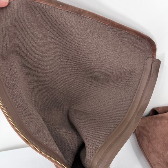 LORO PIANA Suede Knee High Boots Womens 39 Light Brown Sharmaine Cashmere Lined - Picture 13 of 16